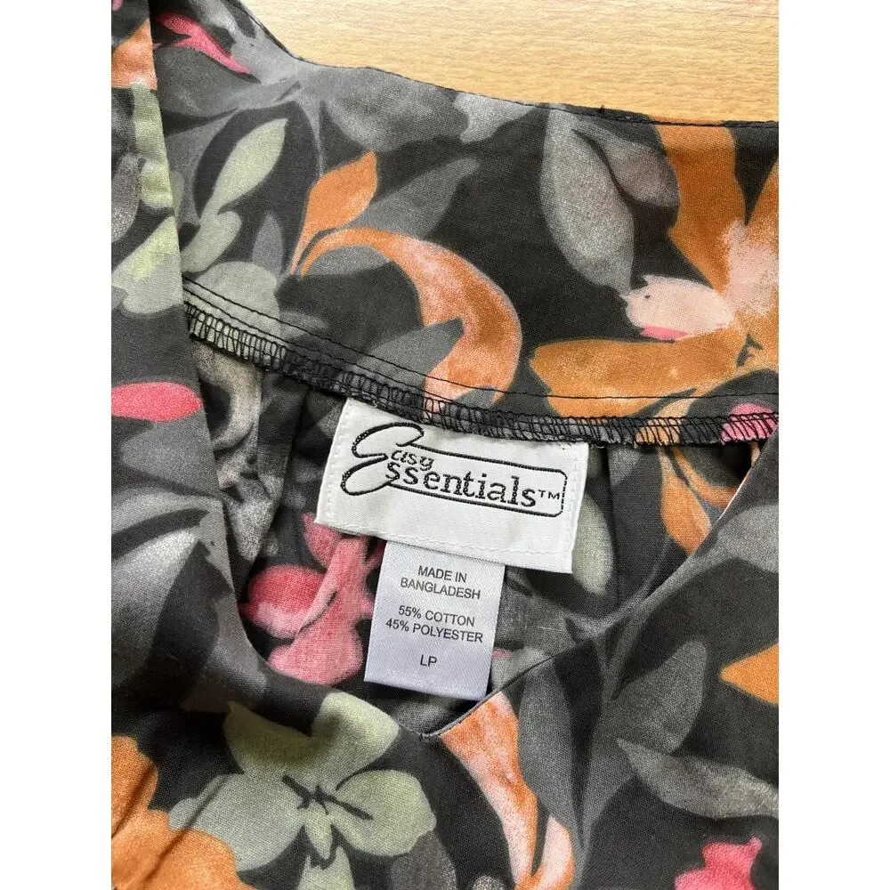 Vintage 90s Easy Essentials Floral Tropical Retro Mumu Hawaii Dress Size LP
